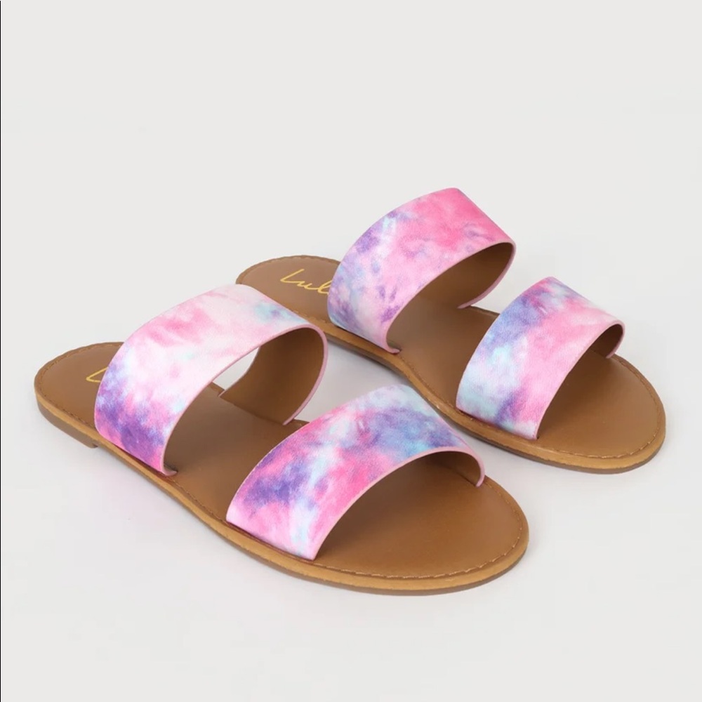 Lulus Time to Chill Tie-Dye Slide Sandals Summer shoes